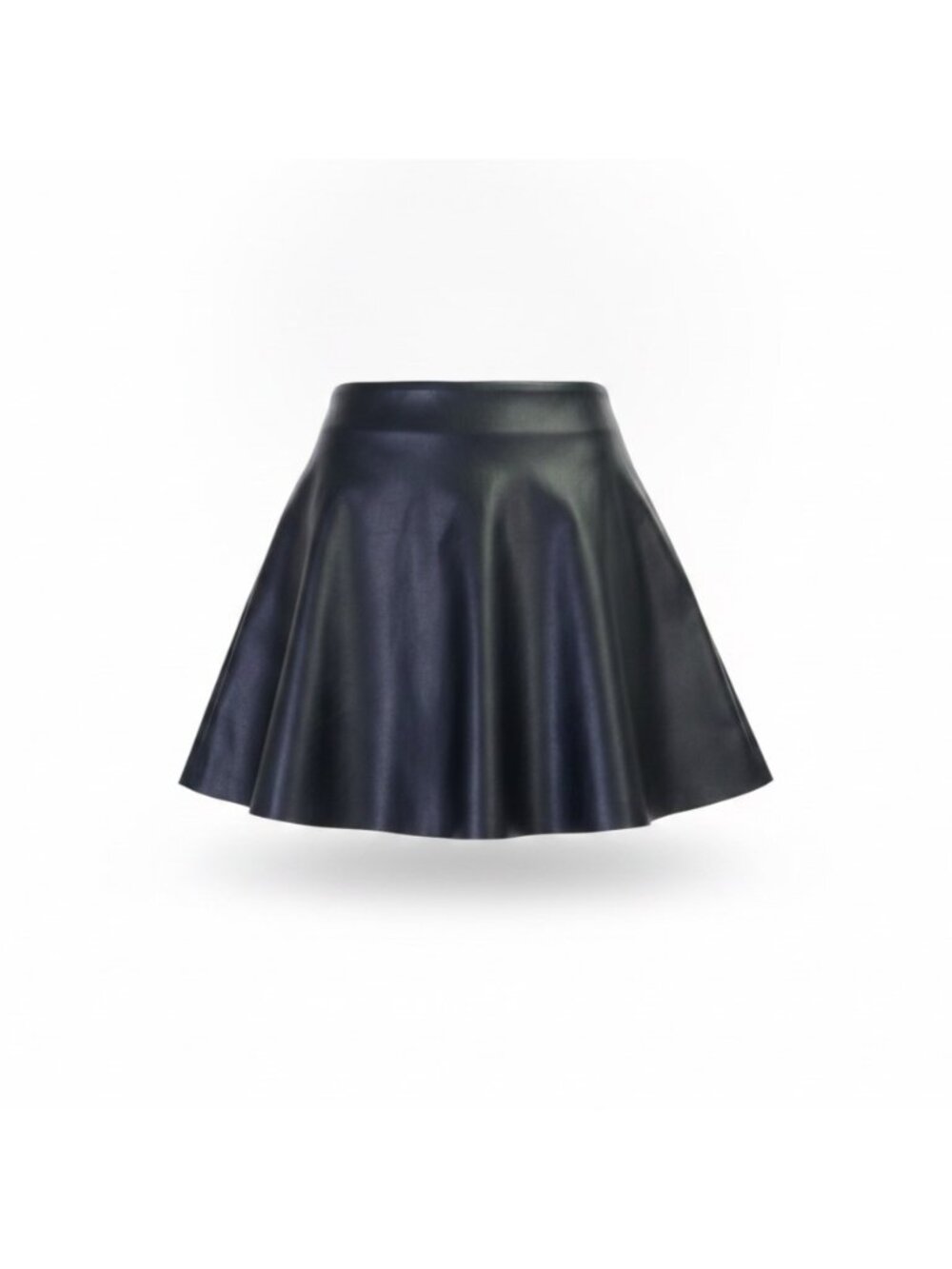 Idem Ditto Womens Black Skater Skirt Flared Faux Leather Size S